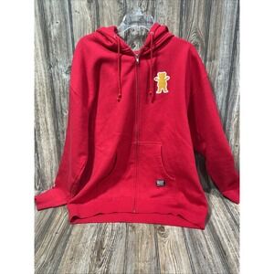 Grizzly Griptape Hoodie Mens XL X-Large Red Bear Logo Skateboarding Skate Zip Up
